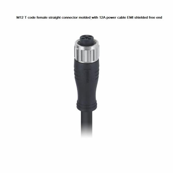 Quality Robotics M12x1 4 Pin Connector Shielded 15m T Code Balck M12 Power Cable wholesale