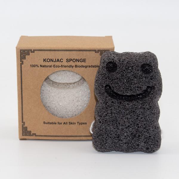 Quality 100% Organic Frog Bath Sponge Charcoal Konjac Sponge Cleansing Puff 7x3.5cm wholesale