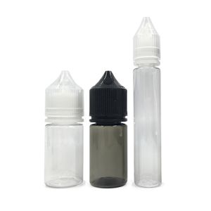 Round PET E Liquid Bottle With Childproof Screw Cap Transparent Custom Logo