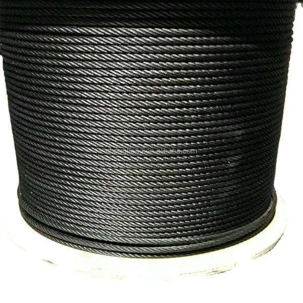 Quality ASTM Standard 1/8" 3/16" 1/4" 7x19 Black Powder Coated Galvanized Aircraft Cable for Stage and Movies Manufactured wholesale