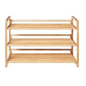 Rectangle Multifunctional Household Bamboo Shoe Shelf With Handles Customized
