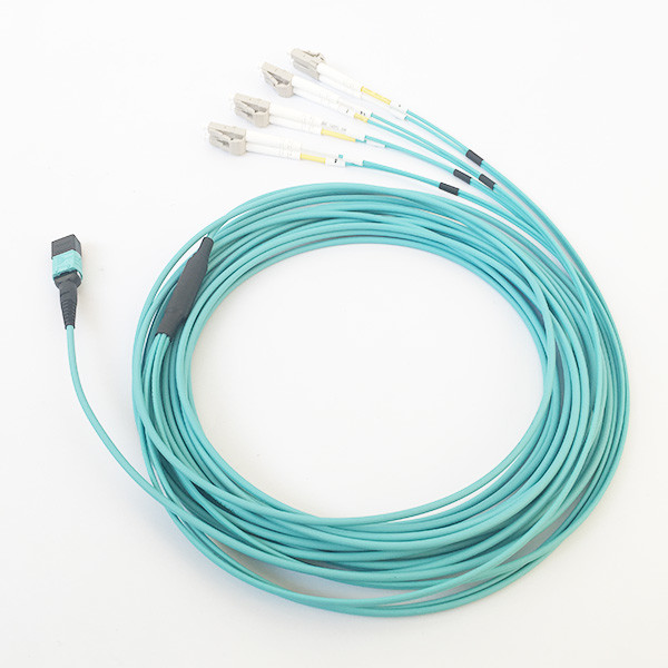 Quality 8F MPO To LC Duplex MPO Fanout Cable Multimode OM3 Fiber For Data Communication wholesale