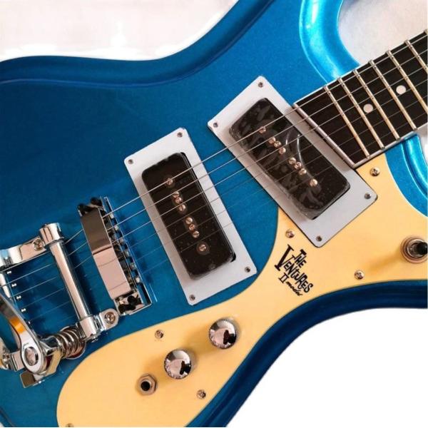 Custom JR The Ventures Guitar Mosrite Model Metallic Electric Guitar in Blue