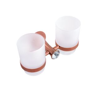 China Zinc Alloy and Crystal  Bathroom Accessories Double Toothbrush Tumbler Holder Classic Design on sale