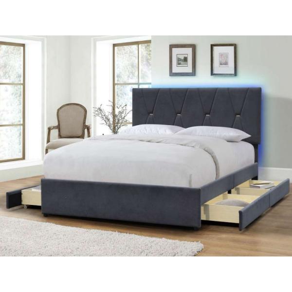 Upholstery Wood Bed Manufacturers Four Drawer Storage King Size With LED