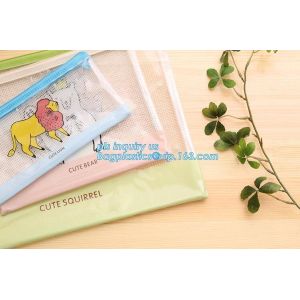 Customized Mesh Pencil Bag A4 Travel Passport Pouch, Zipper Lock Document File