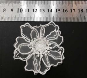 China Garment Accessories Embroidery Organza Applique Flower   Ivory Color on sale