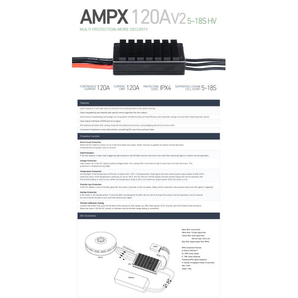 AMPX 120A (5-18S) Drone ESC Electronic Speed Controler