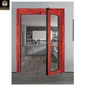 China Red And Black Aluminium Glass Hinged Door With Aluminium Big Folding Doors For ODM on sale