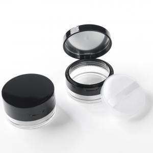 China 20g Clear Plastic Loose Powder Finishing Powder Cosmetic Jar With Mirror Lid on sale