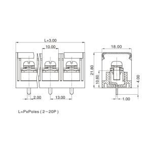 2-24P Poles Terminal Block Connector PCB Barrier 13.0mm Pitch 1*03P M4 Steel