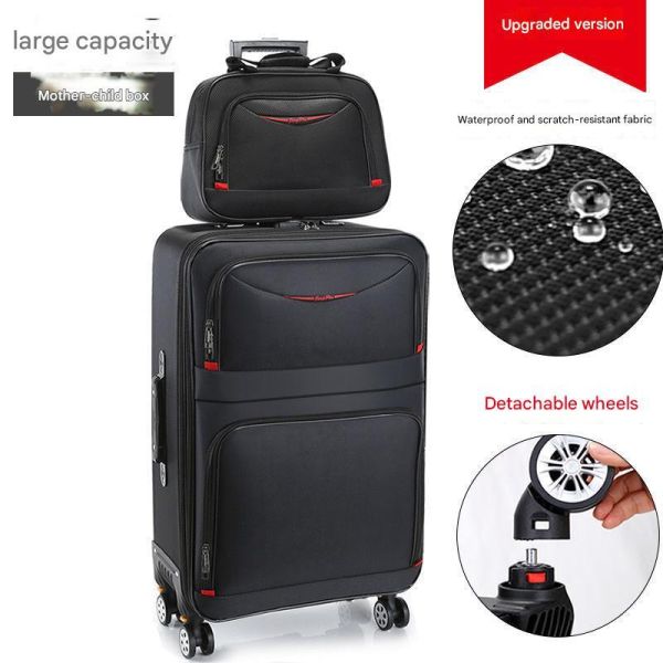 229 Detachable widened version Soft-shell Luggage with Embedded TSA Lock, Waterproof Oxford Cloth and Silent Universal Aircraft Wheels
