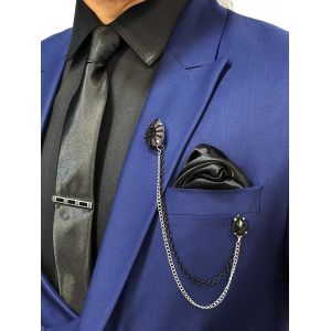 Navy Blue Custom Mens 3 Piece Tuxedo Suit For Groom'S Wedding