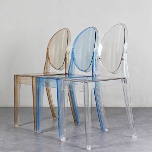 Clear Transparent Banquet Ghost Chair Armless Stacking Accent Chair with Oval
