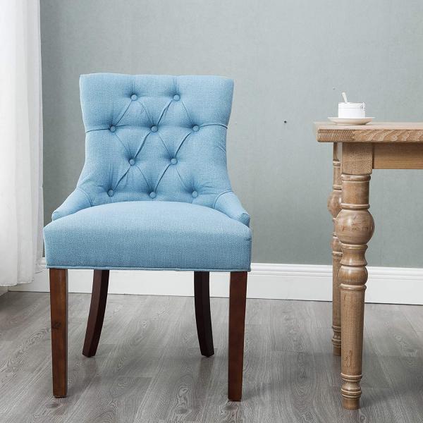 Upholstered Fabric High Back Fabric Dining Chairs With Nailhead OEM Available