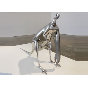 China Art Modern Stainless Steel Sculpture Kangaroo Animal Human Head And Hands on sale