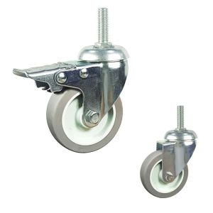 China 3 Soft Wheel Total Lock Rotating Swivel Threaded Stem Grey TPR Casters on sale