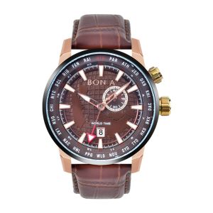 China 304L Stainless Steel Luxury Leather Watch 5ATM Water Resistant For Men on sale
