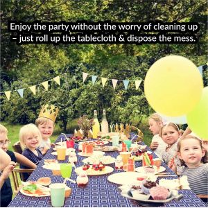 Blue Picnic Disposable Plastic Table Skirts , Party Tablecloth Roll With Self