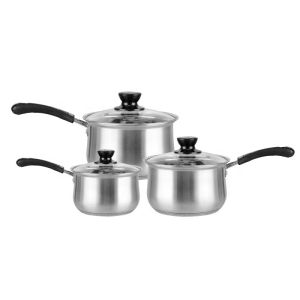Kitchenware Stainless Steel Soup Boiling Pot Milk Pan with Glass Lid