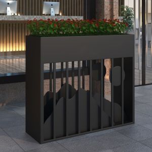 Large outdoor rectangle luxury planters boxes with lamp