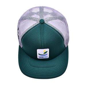 Customized Sponge Comfortable 6 Panel Flat Visor Constructed Trucker Cap With