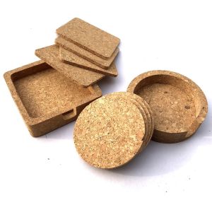 HOT SALE 4'' Square Cork Coaster Set of 4 With Holder Cork for Bar or Home