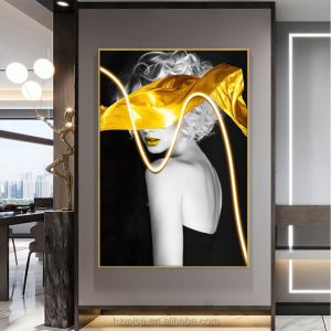 Modern Style 3D LED Portrait Poster Printed On Canvas Wall Art For Entrance