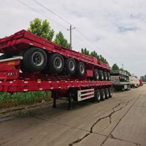China 60t-70t Load Capacity 4 Axle Container Flatbed Semi Trailer For Shipping Transport on sale