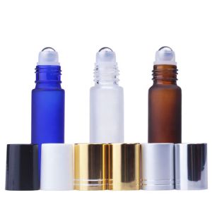 10ml Refillable Roll On Perfume Bottle Amber Blue Transparent Frosted Glass