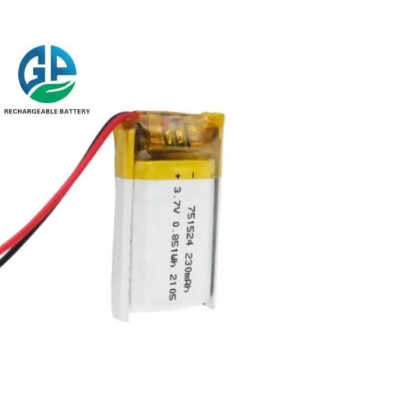 Quality 3.7v 230mah Li Polymer Rechargeable Battery 751524 wholesale
