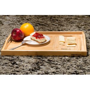 melamine wood serving tray with handle and cutting board