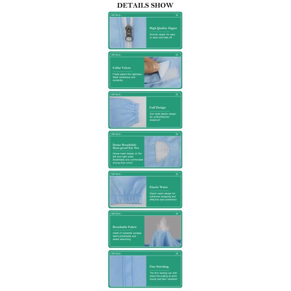 Dust Free ESD Antistatic Cleanroom Clothing Food Processing Uniform