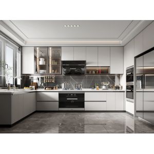 Modern MDF Kitchen Cabinet with High Gloss Lacquer Finish