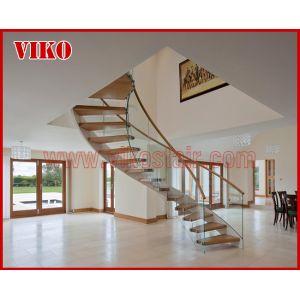Floating Staircase VK36S Floating Stair Tempered GlassLED Light strip, Stringer: