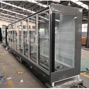 Fan Cooling Supermarket Multideck Display Refrigerator With Glass Door