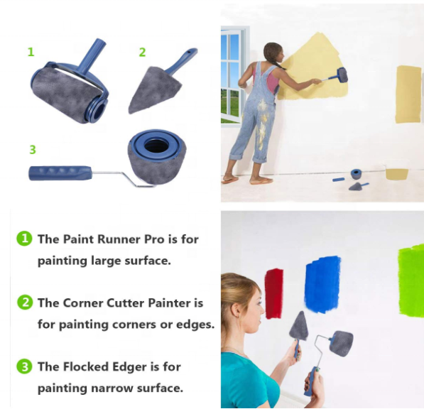 1.83 Pounds Telescopic Paint Runner Pro Roller Set Polypropylene