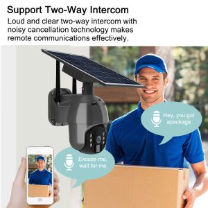 Wireless 1080P Solar CCTV Camera SD Card Cloud Storage PIR Human Detection 2MP