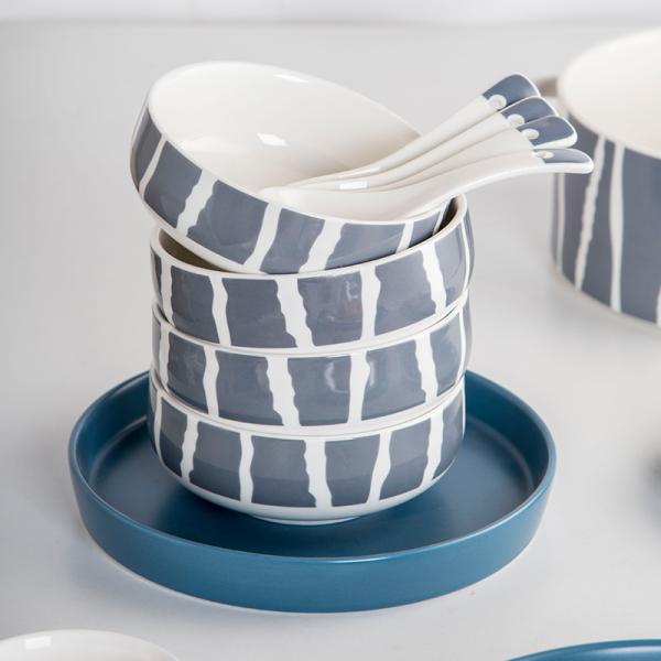 16-Piece Ceramic Dinner Set For Nordic Green And Blue Tableware In Business Gifts