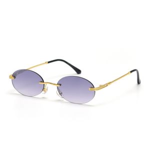 UV400 Vintage Oval Sunglasses Small Metal Frame Candy Color