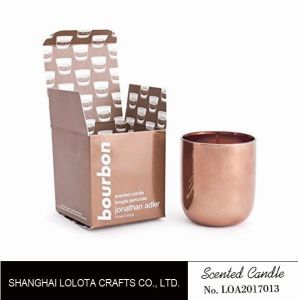 China Scented soy wax candle in rose gold metal jar with rose gold folding box on sale
