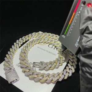 Iced Out Miami Cuban Link Chain OEM 18k Gold Cuban Link Chain 925 Sterling