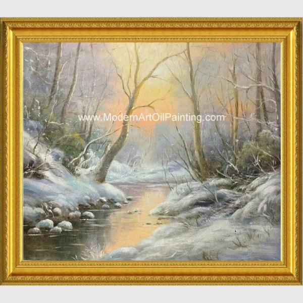 Quality Framed Custom Winter Landscape Painting With Snow  Neo - Classic Style wholesale
