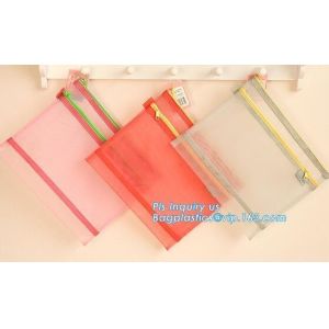 Cheap PVC interlayer zipper document mesh bag, Mesh Zipper Bag For Office &amp; School File Document A4, Zipper mesh document bag for sale