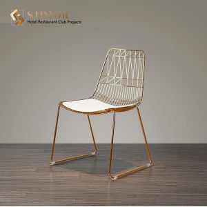 China ODM Golden Metal Slat Ultra Modern Dining Chairs on sale