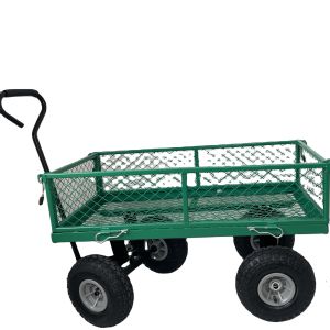 Green Steel Mesh Garden Folding Trolley Tool Cart for Portable Utility