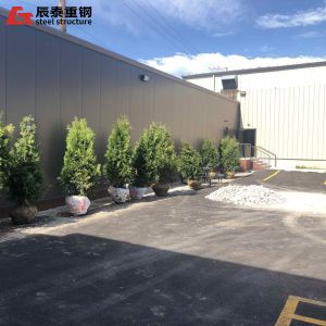 Prefab Industrial Steel Structure Workshop With Rock Wool Foam Sandwich Panel