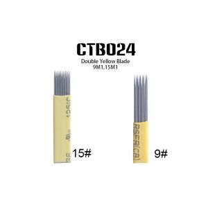 Yellow Shading Blade Microblading Needles Eyebrow Tattoo Double Rows