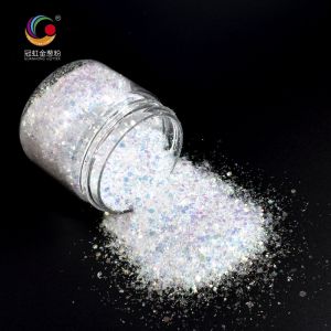 White PET Chunky Loose Cosmetic Glitter Pigment Mixes Irregular Strip For Stage
