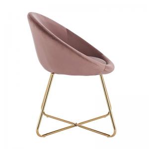 China 150kg Load Pink Steel Frame Dining Chair Leather Cushioned Dining Chair on sale
